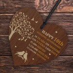 10th Wedding Anniversary Wooden Heart Plaque Dark Wife Husband