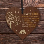 11th Wedding Anniversary Wooden Heart Plaque Dark Wife Husband