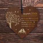 35th Wedding Anniversary Wooden Heart Plaque Dark Wife Husband