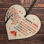 10th Wedding Anniversary Wooden Heart Plaque Wife Husband Gifts