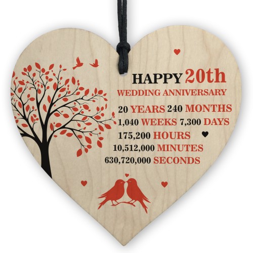 20th Wedding Anniversary Heart Plaque Present For Anniversary