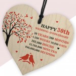 30th Wedding Anniversary Heart Plaque Present For Anniversary