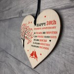 30th Wedding Anniversary Heart Plaque Present For Anniversary