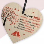 50th Wedding Anniversary Wooden Heart Plaque Wife Husband Gifts