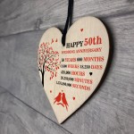 50th Wedding Anniversary Wooden Heart Plaque Wife Husband Gifts