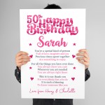 PERSONALISED 50th Birthday Gifts For Her Gift For Daughter A3