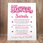 PERSONALISED 50th Birthday Gifts For Her Gift For Daughter A3