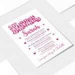 PERSONALISED 50th Birthday Gifts For Her Gift For Daughter A3