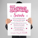 PERSONALISED 60th Birthday Gift For Her Gift For Daughter A3