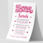 PERSONALISED 60th Birthday Gift For Her Gift For Daughter A3