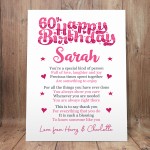 PERSONALISED 60th Birthday Gift For Her Gift For Daughter A3