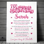 PERSONALISED 70th Birthday Gift For Her Gift For Nan Mum