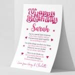 PERSONALISED 70th Birthday Gift For Her Gift For Nan Mum