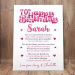 PERSONALISED 70th Birthday Gift For Her Gift For Nan Mum