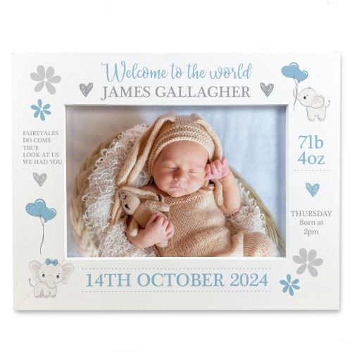 Personalised Newborn Baby 7x5 White Photo Frame Birth Details