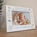 Personalised Newborn Baby 7x5 White Photo Frame Birth Details