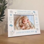 Personalised Newborn Baby 7x5 White Photo Frame Birth Details