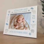 Personalised Newborn Baby 7x5 White Photo Frame Birth Details