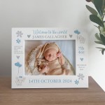 Personalised Newborn Baby 7x5 White Photo Frame Birth Details