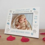 Personalised Newborn Baby 7x5 White Photo Frame Birth Details