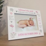 Personalised Newborn Baby Details 7x5 White Photo Frame Keepsake