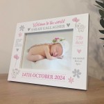 Personalised Newborn Baby Details 7x5 White Photo Frame Keepsake