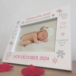 Personalised Newborn Baby Details 7x5 White Photo Frame Keepsake