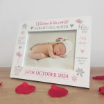 Personalised Newborn Baby Details 7x5 White Photo Frame Keepsake