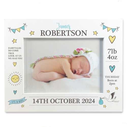 Baby Boy Picture Frame Personalised With Birth Details New Baby