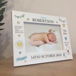 Baby Boy Picture Frame Personalised With Birth Details New Baby