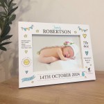 Baby Boy Picture Frame Personalised With Birth Details New Baby