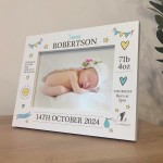 Baby Boy Picture Frame Personalised With Birth Details New Baby