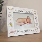 Baby Girl Picture Frame Personalised With Birth Details New Baby