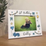 1st Birthday White 7x5 Wooden Frame Gift For Baby Boy