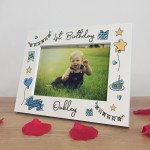 1st Birthday White 7x5 Wooden Frame Gift For Baby Boy