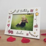 1st Birthday White 7x5 Wooden Frame Gift For Baby Girl