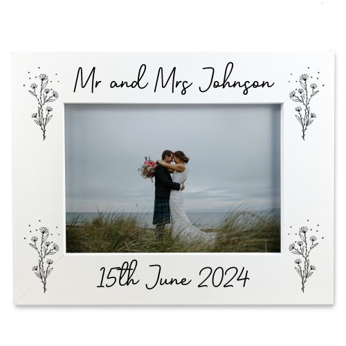 Personalised Mr and Mrs Photo Frame, Wedding Day 7x5 Frame