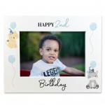 2nd Birthday Gifts For Son Boys, White Wooden 7x5 Picture Frame