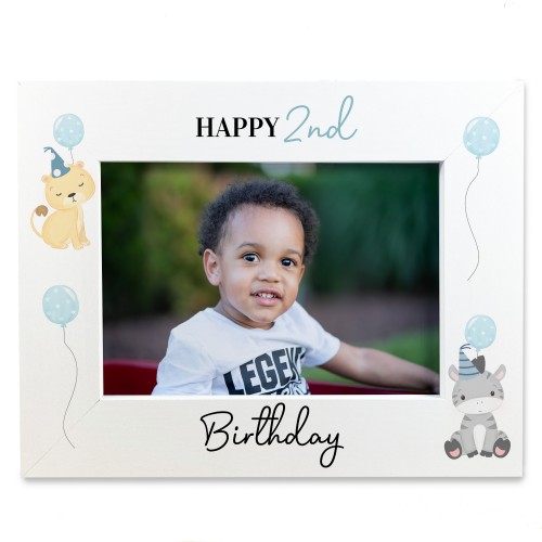 2nd Birthday Gifts For Son Boys, White Wooden 7x5 Picture Frame