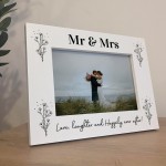 Mr and Mrs 7x5 White Wood Photo Frame Gift For Husband and Wife