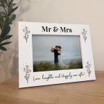 Mr and Mrs 7x5 White Wood Photo Frame Gift For Husband and Wife