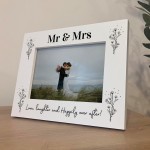 Mr and Mrs 7x5 White Wood Photo Frame Gift For Husband and Wife