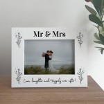 Mr and Mrs 7x5 White Wood Photo Frame Gift For Husband and Wife