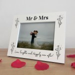 Mr and Mrs 7x5 White Wood Photo Frame Gift For Husband and Wife