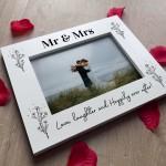 Mr and Mrs 7x5 White Wood Photo Frame Gift For Husband and Wife