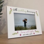 10th Anniversary Wedding Gifts Personalised 7x5 White Frame 