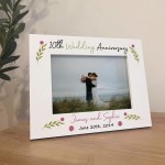 10th Anniversary Wedding Gifts Personalised 7x5 White Frame 