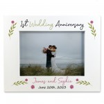 1st Anniversary Wedding Gifts Personalised 7x5 White Frame 