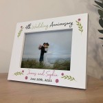 4th Anniversary Wedding Gifts Personalised 7x5 White Frame 