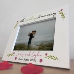 4th Anniversary Wedding Gifts Personalised 7x5 White Frame 